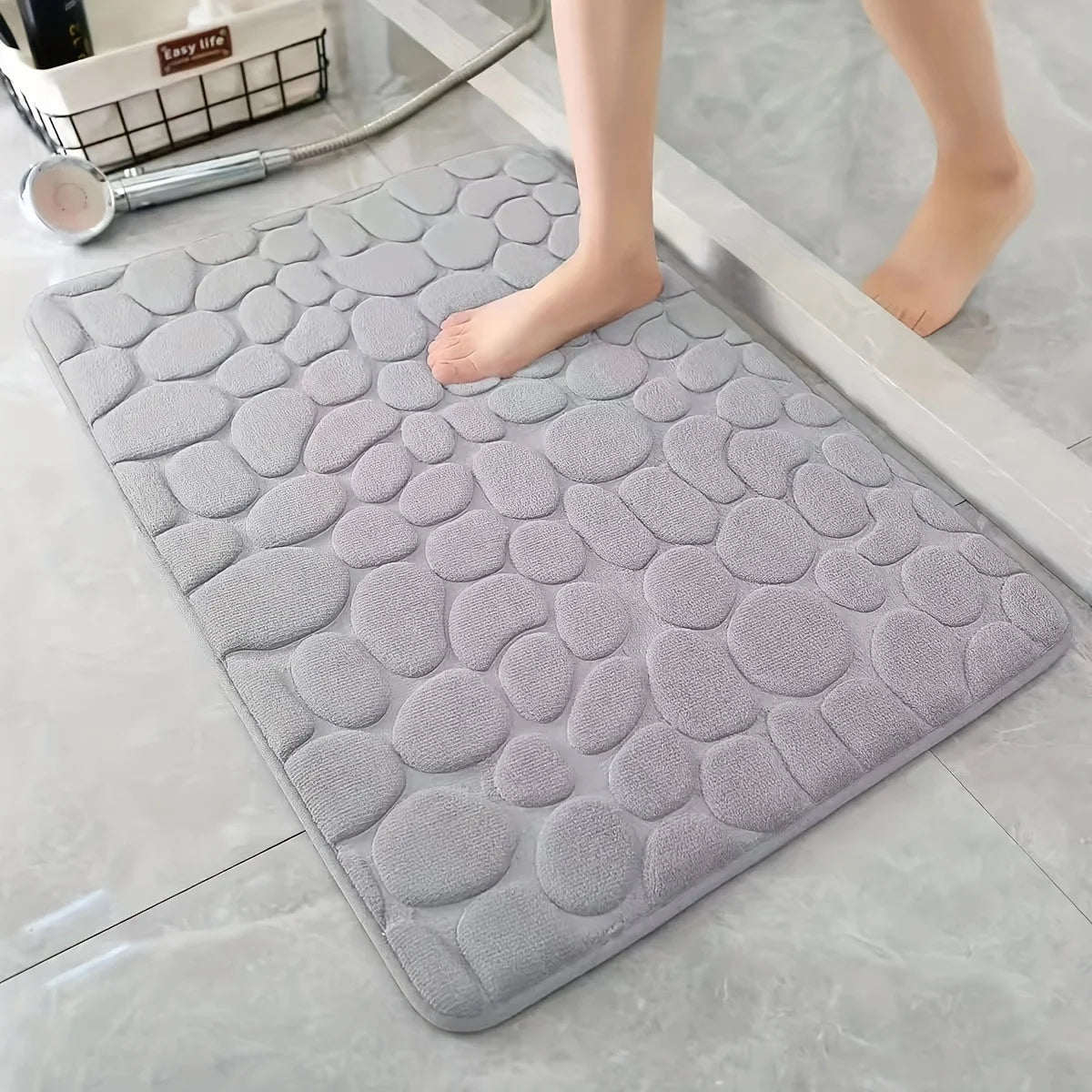 3D Memory Foam 40x60CM 50X80CM Thickened Bathroom Foot Massage Mat Fiber Carpet, Bathroom Kitchen Living Room Anti Slip Mat, Pebble Floor Mat, Household Non-Slip Entry Mat ﻿Bathroom Accessories