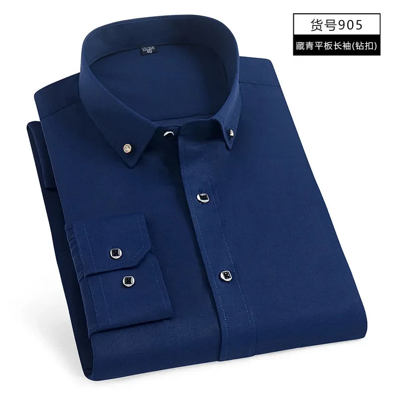 10 Colors S(60KG) 5XL(90KG) UK Plus Size New Men's Whit Shirt High End TikTok Popular Clothes Short Sleeve Long Sleeve Casual Suit Bottom Shirts