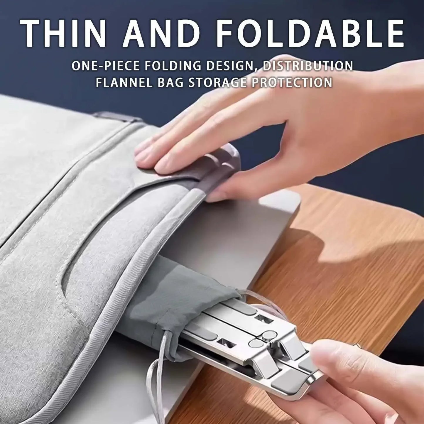 Black/White Color Adjustable Aluminum Laptop Stand - 6-Level Height, Foldable & Portable Design For 8-16” Laptops, Enhanced Ventilation & Heat