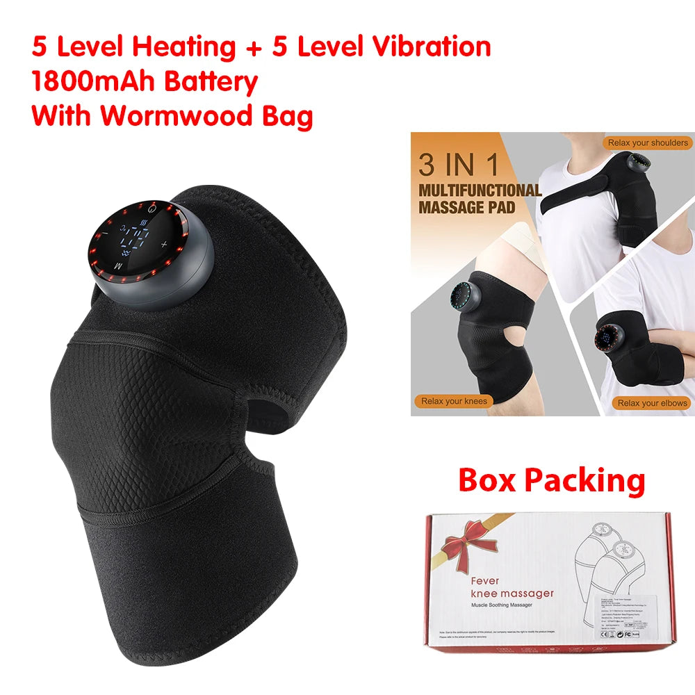 NEW 1-2 PCS Set 4000mAh Rechargeable Knee Massager 3 Gear Vibration Massage Adjustable Shoulder Brace Electric Heating Pads Leg Knee Warmer Health Care Supplies