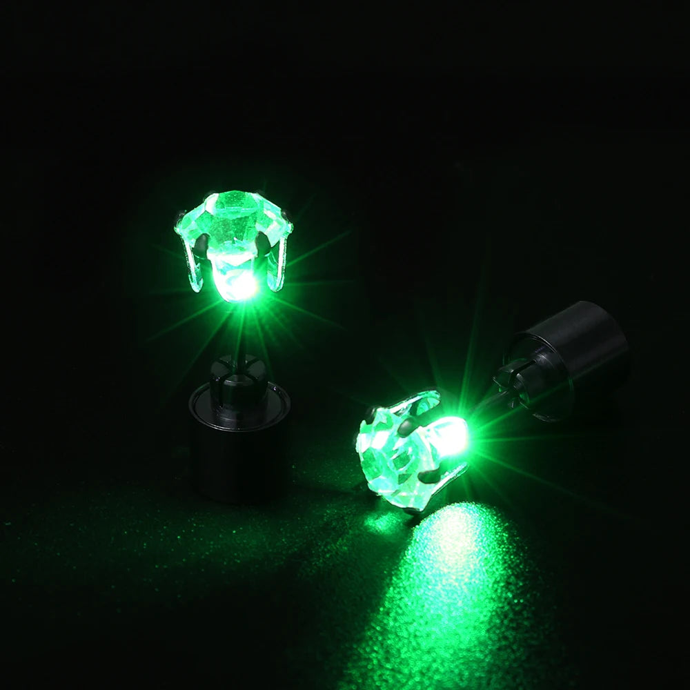 2 PCS Set 5 Colors LED Light Up Ear Stud Earrings Colorful Flashing Zircon Luminous Earring Stainless Steel Rave Festival Party Night Club Dancing Bling Ear Ring Studs Jewelry Accessories