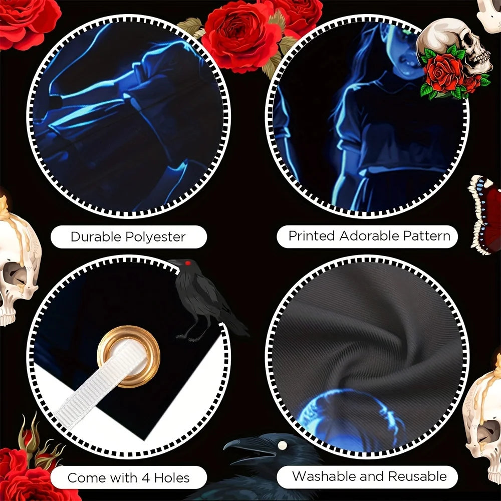 Halloween Horror Double Female Ghost, Door Panels, Room Decorations, Party Hanging Banners, Holiday Decorations