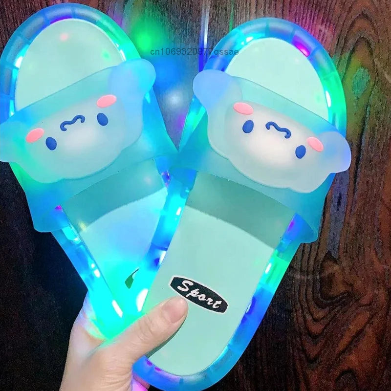 NEW 10M Distance Luminous Slippers for Women Bathroom Wearing New  Melody Flash Fashionable and Cool LED Light Shoes Supplies Footwear Accessories