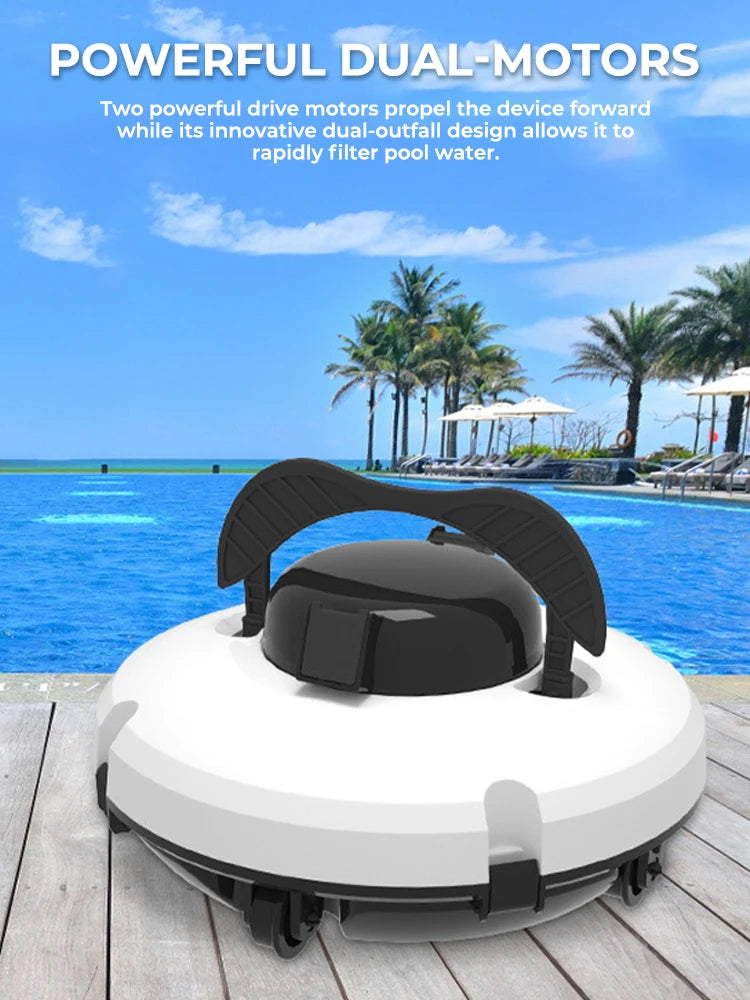 NEW UK/ US/ AUS/ EU Plug Powerful Wireless Cordless Robotic Pool Cleaner Pool Vacuum with Dual Motors Self Parking for Flat Ground Swimming Pools Set Water Pool Cleaning Supplies