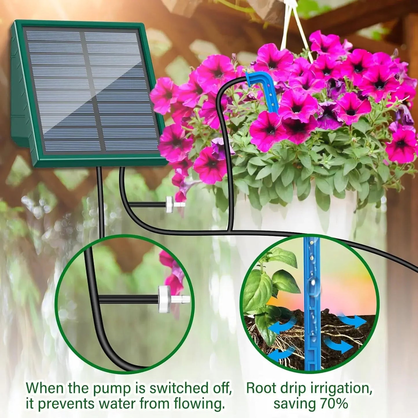 NEW Arrivals Solar Irrigation System for Garden Balcony Automatic Drip Irrigation System DIY Garden Watering System Drip Hose Irrigation Home Indoor Outdoor Watering Products