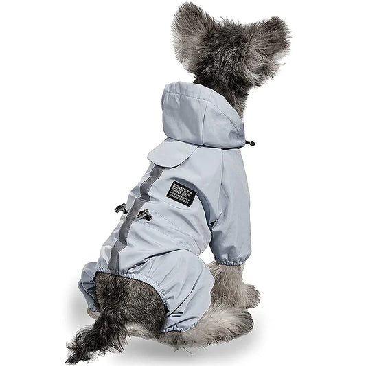 Dog Raincoat Quick Dry Pet Reflective & Adjustable Rain Poncho Jacket Waterproof & Windproof Puppy Hooded Cloak 4 Legs Raincoat