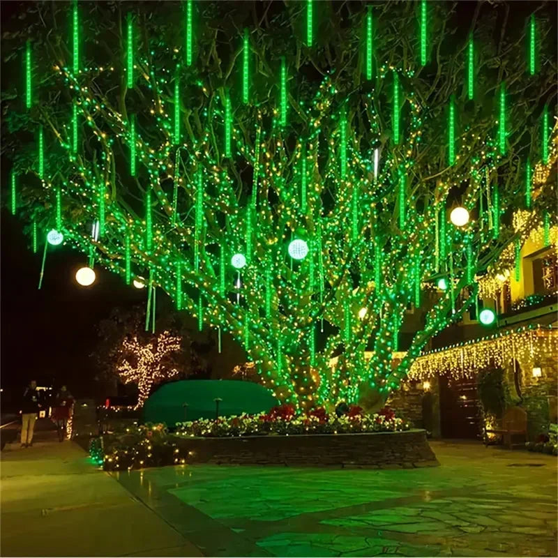 NEW 4 Pack Set 50cm 8 Tube LED Meteor Shower Lights Christmas Festoon Lights Fairy Garland Waterproof Garden Holiday Decoration