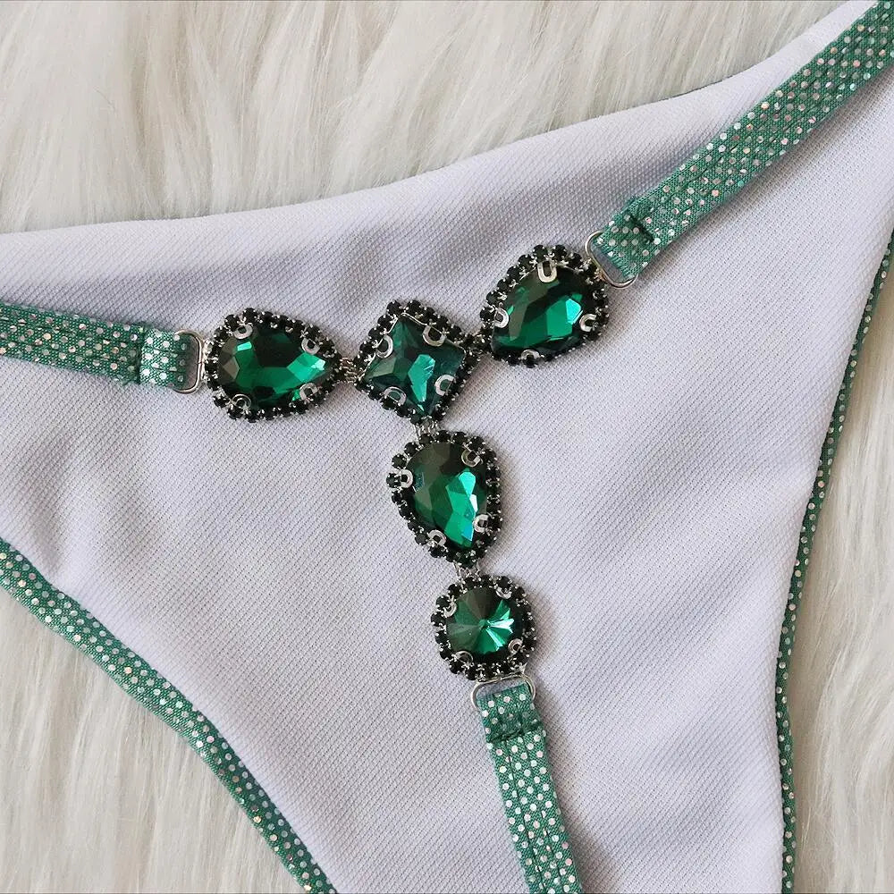 Vintage Bathing Suit Silver Green Sexy Mini Bikini Swimwear for Women Halter Lacing Up Triangle Bikini Set Women's Swimsuit
