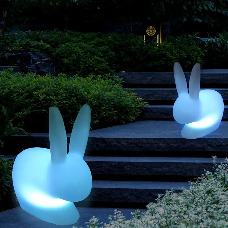 Home Villa Garden Lawn Rabbit Lamp LED Illuminated Remote Control Dimming USB Chargeable Outdoor Light Holiday Gift Indoor Stairway Children's Room Decoration Night Light.