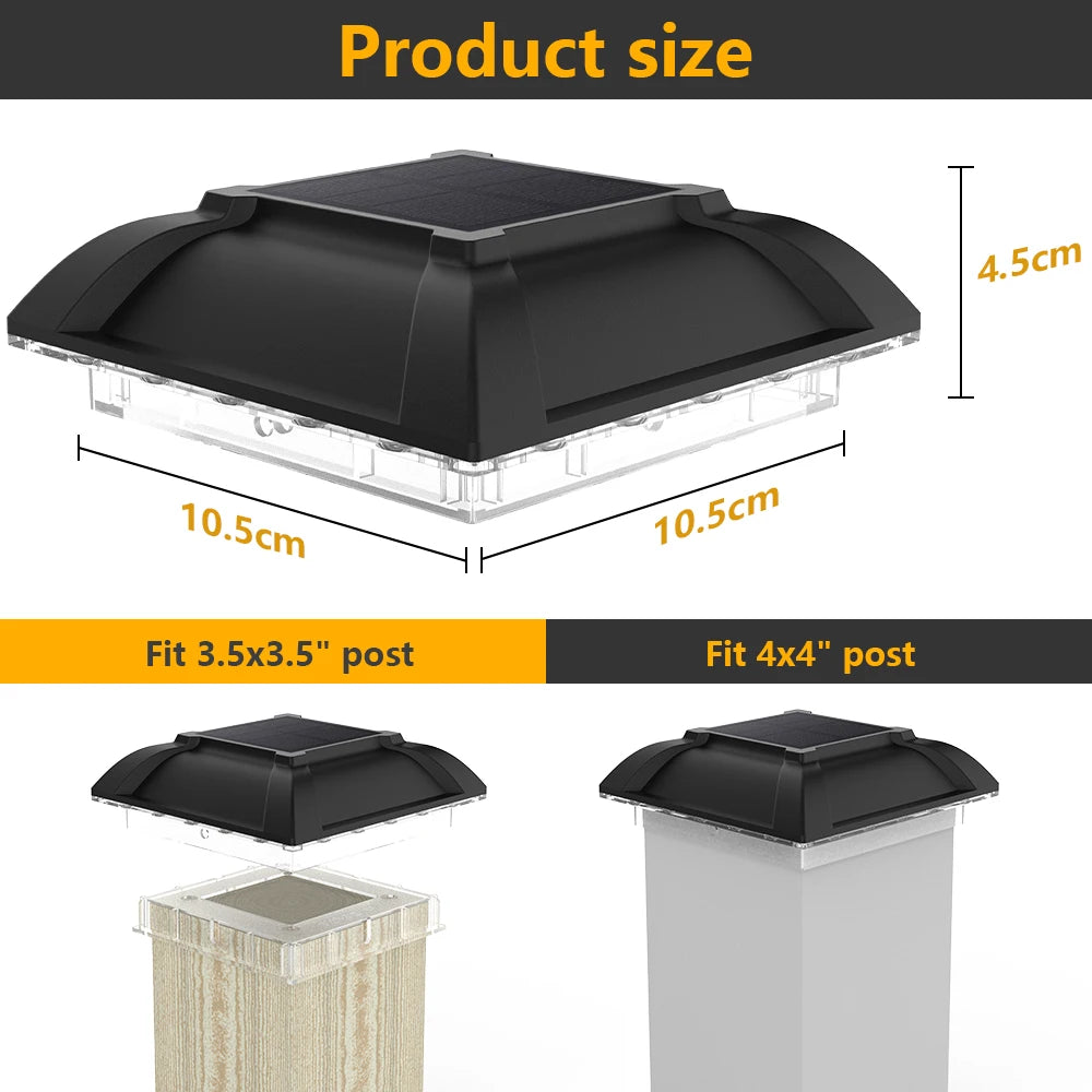 Outdoor Luxury Solar Light Post IP65 Villa Column Lamp LED for Fence Gate Pillar Head Garden Patio House Entrance Lighting Accessories.