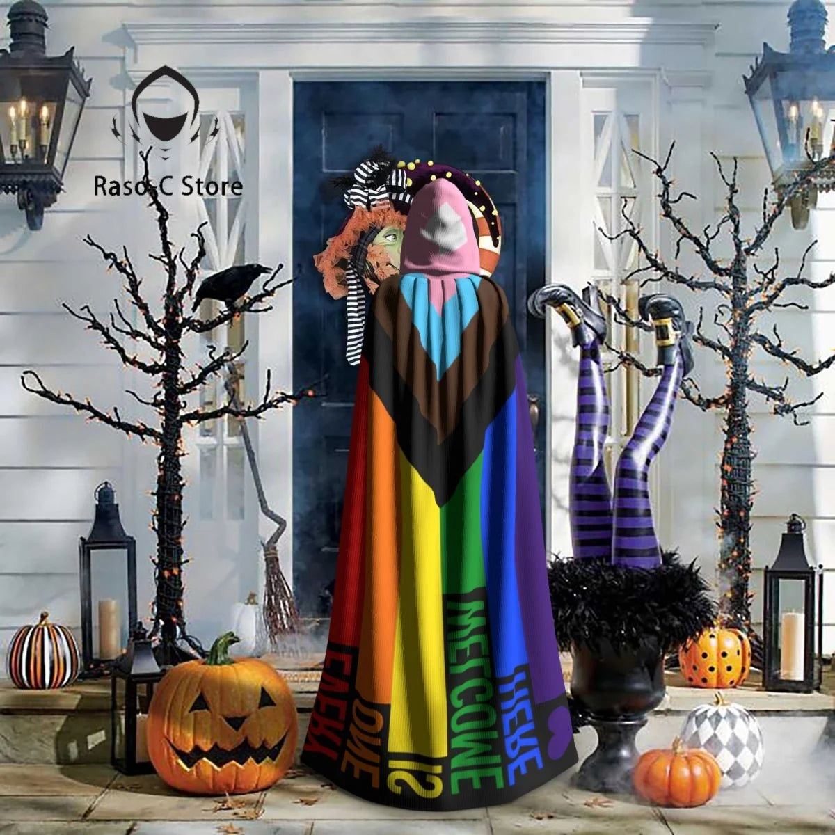 Long Cape Cloak Pride Flag Rainbow Hooded Cloak Coat Autumn Hoodies