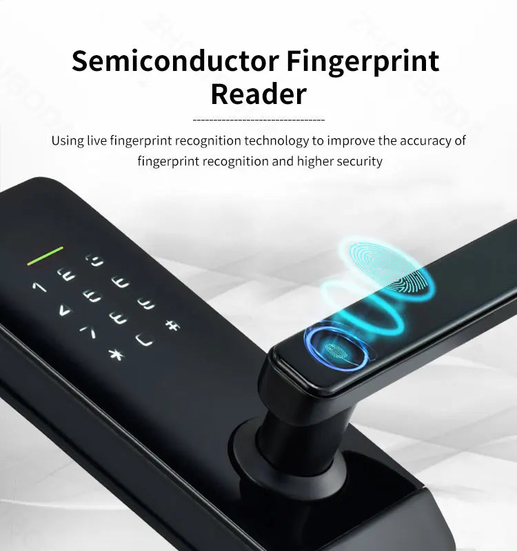 Digital Door Lock WIFI TUYA Fingerprint Password with Handle APP RFID Smart Lock Multiple Unlocking for Front Door Bedroom Home