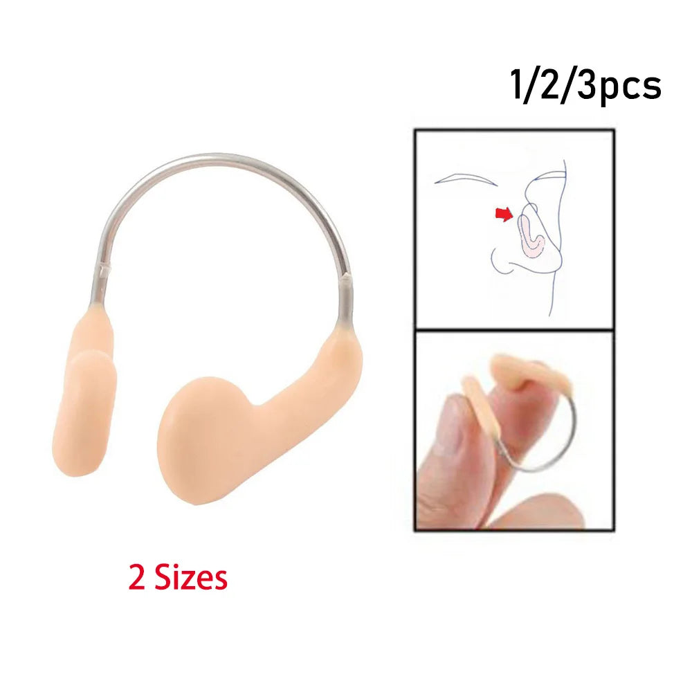 3 PCS Set S-M Size Durable No-Skid Soft Silicone Steel Wire Nose Clip for Women Men Swimming Diving Water Sports Set Swimming Nose Clip