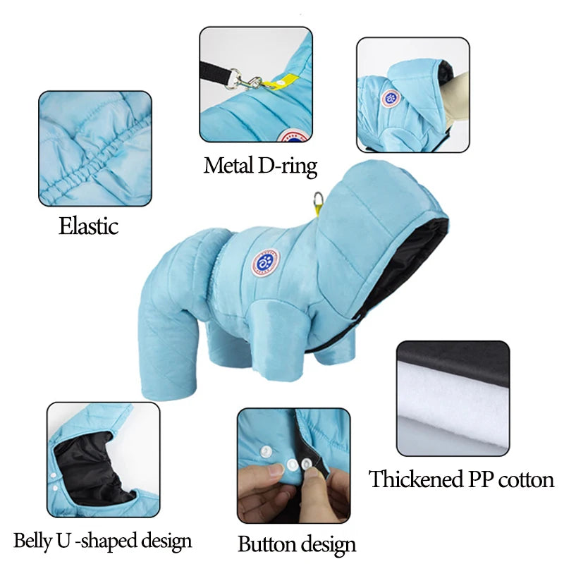 S-3XL Waterproof Dog Jacket for Small Medium Dogs Clothes Puppy Hoodies Coat Chihuahua Overalls Poodle Shih Tzu Jumpsuit Pet Costumes