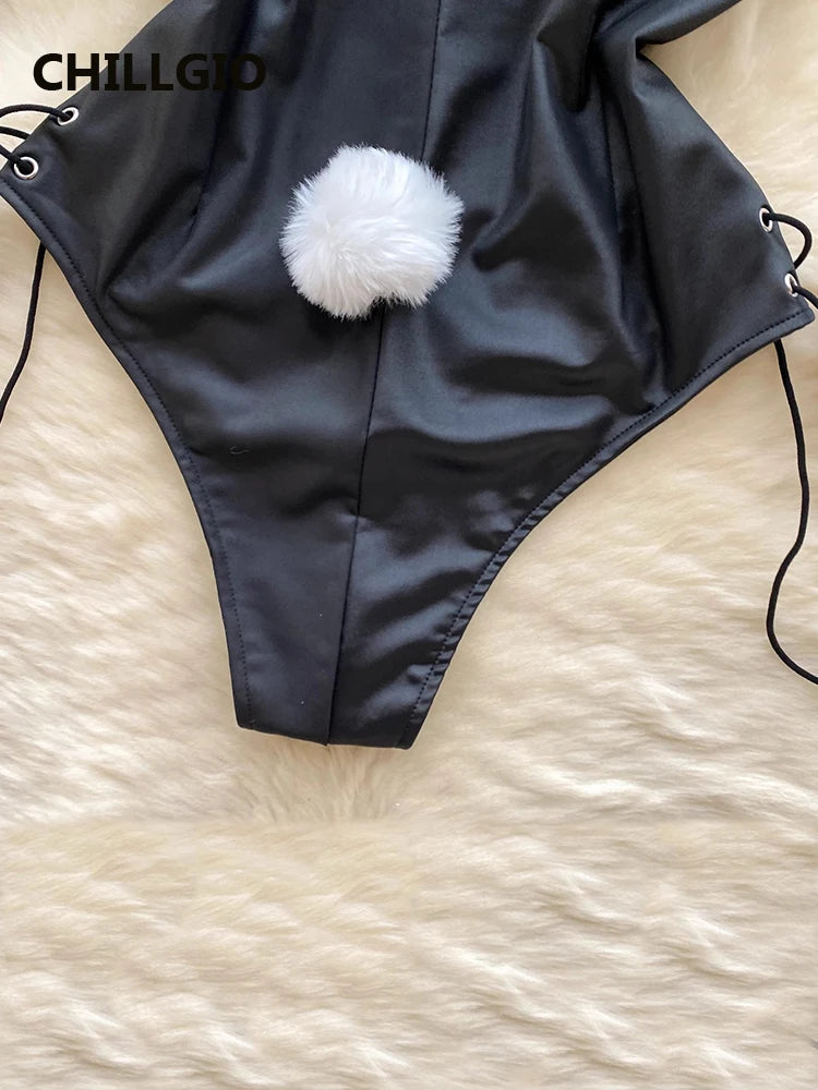 Playboy Bunny Set Women Sexy Bodycon Bodysuits Fashion Erotic Sleepwear Backless Catsuits Cute Rompers One Piece Combination Women Sexy Lingerie Fashion Clothing Supplies