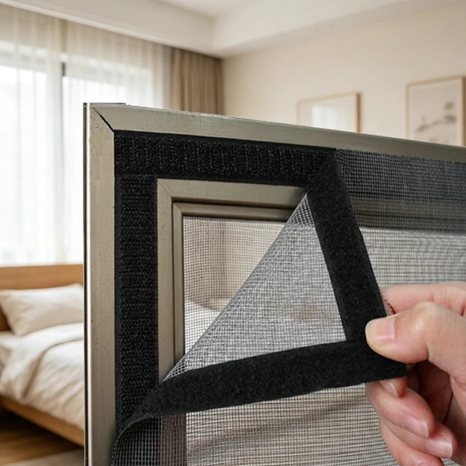 50cm/120cm Black Velcro Window Screen Breathable Mosquito Net Washable Custom Size Black Mesh Black Edging Reusable Summer Insect Proof Net