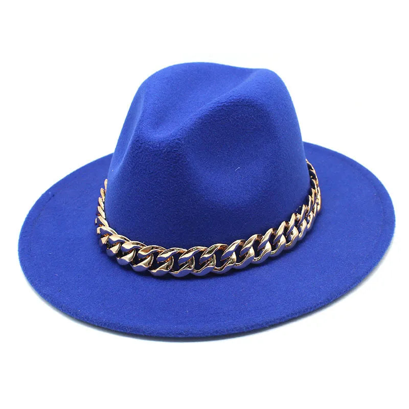 Women Oversized Chain Accessory Bag And Fedoras Hat 2-piece Sets Fashion Luxury Party Wedding Jazz Hat