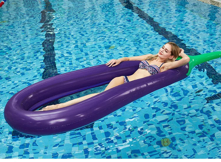 NEW Arrivals 250cm Pool Inflatable Float Eggplant Lounge Chair Shape Mattress Swimming for Adult Tube Raft Kid Swimming Ring Summer Water Bed Swimming Accessories