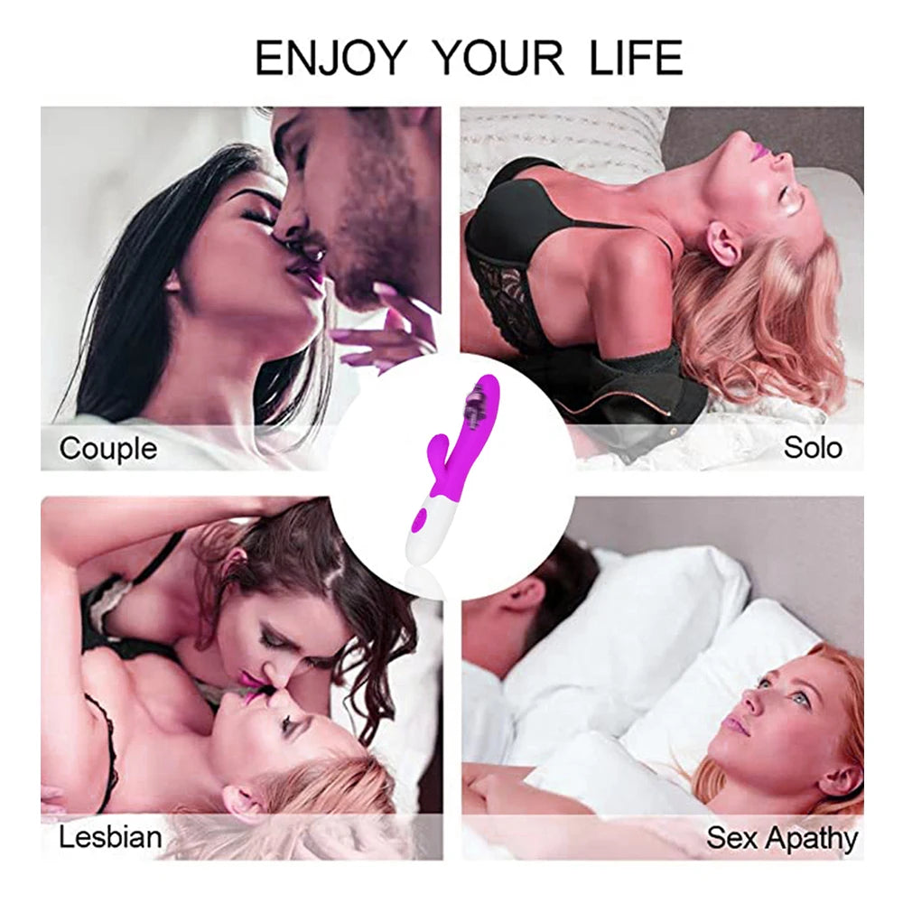 G Spot Dildo Rabbit Vibrator for Women Dual Vibration Silicone Waterproof Female Vagina Clitoris Anal Massager Sex Toys Shop