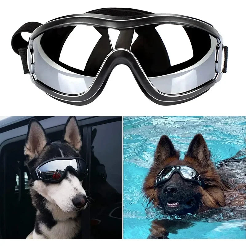 Dog Sunglasses Goggles Adjustable Strap for Travel Skiing and Anti-Fog Snow Goggles Pet Goggles for Medium To Large Dogs