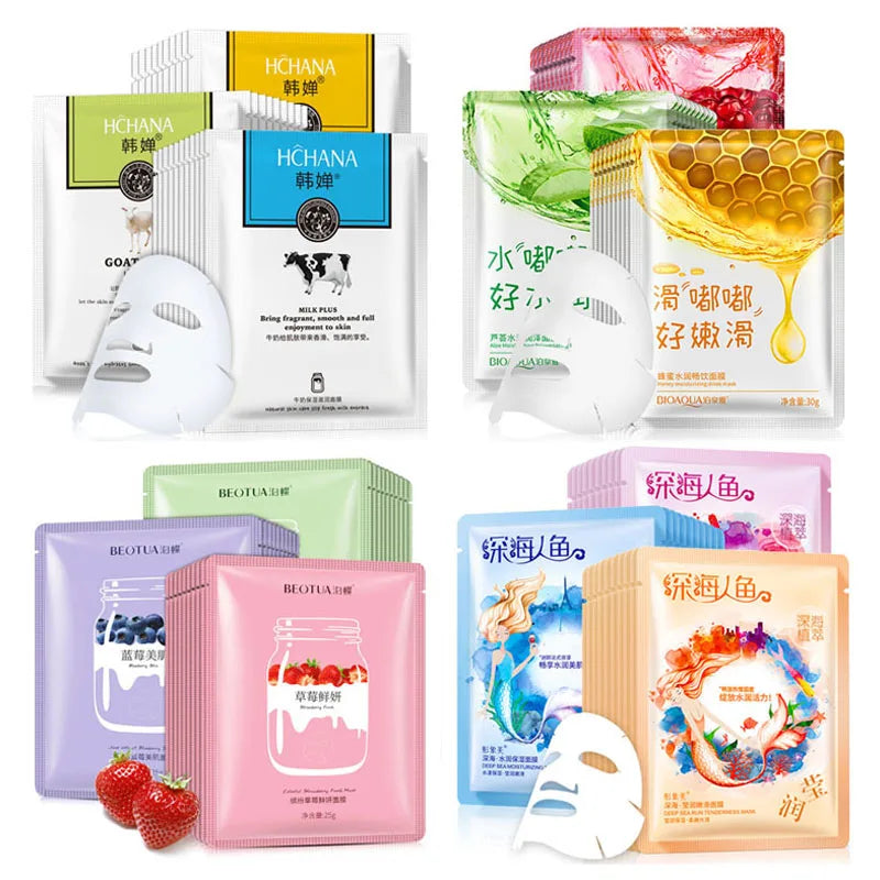 NEW Arrivals 15PCS Korean Set BIOAQUA Fresh Fruit Face Mask Anti Wrinkle Hyaluronic Acid Hydrating Skincare Sheet Masks Women Facial Mask Skin Care Korean Cosmetic Products