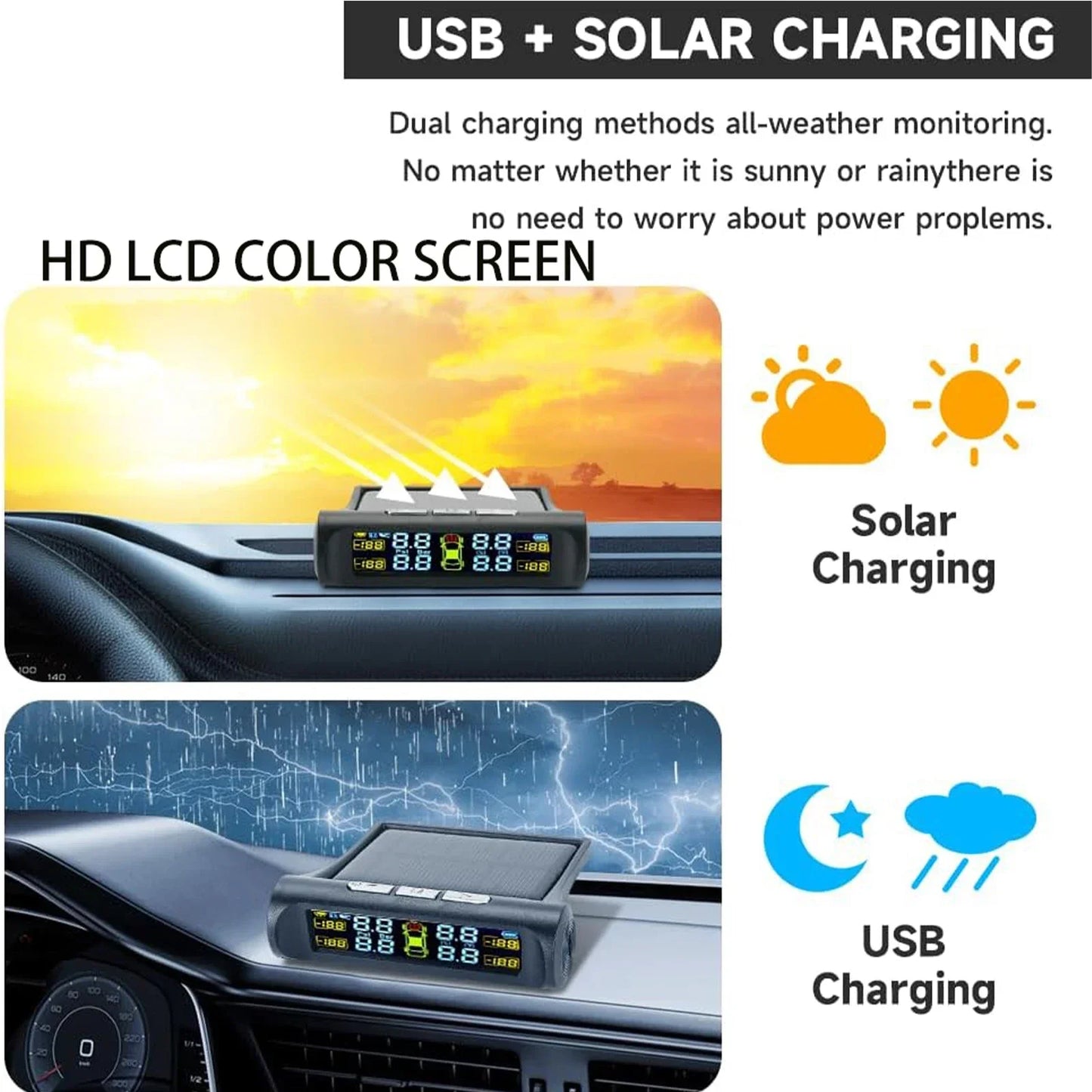 NEW Car Detector 4 Sensors TPMS Tire Pressure Monitoring System Auto Security Detector Pressure Waterproof Tire Pressure Temperature Car  Security Supplies