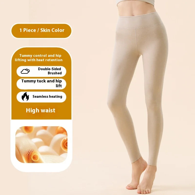 M-5XL Plus Size Chubby Women Thermal Leggings 7A Antibacterial Cashmere Silk Winter High Waist Elastic Pantyhose Warm Pants Outdoor Running Hiking Fitness Women Sports Clothing Supplies