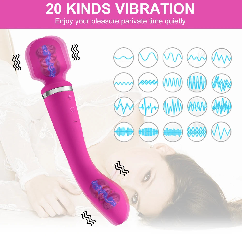 20 Speeds Powerful Dildo Vibrator Female AV Magic Wand Massager G Spot Clitoris Stimulator Adult Sex Toys for Women Masturbator