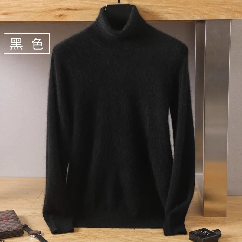 S-3XL Plus Size 5 Colors Women's Men's 100% Pure Mink Cashmere Sweater High Lapels Pullovers Knitted Winter New Tops Long Sleeve High-End Jumpers