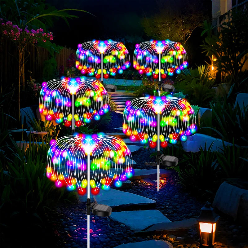 Outdoor 150 LEDS Solar Patio Lights Waterproof Christmas Decor Firework Ground Socket Lights for Yard Garden Pathway Lawn Street