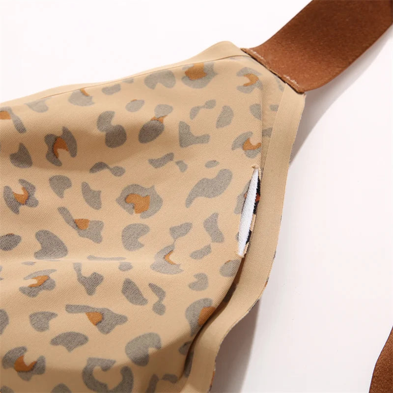 Seamless Sexy Leopard Bras Set for Women Push Up Bras Hollow Out High Elastic Waist Briefs Female Breathable Soft Underwear S-XL