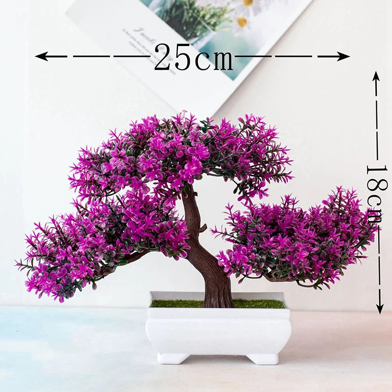 Artificial Plastic Plants Bonsai Small Tree Pot Simulation Pine Tree Fake Plant Arrangement Ornaments For Home Office Decor