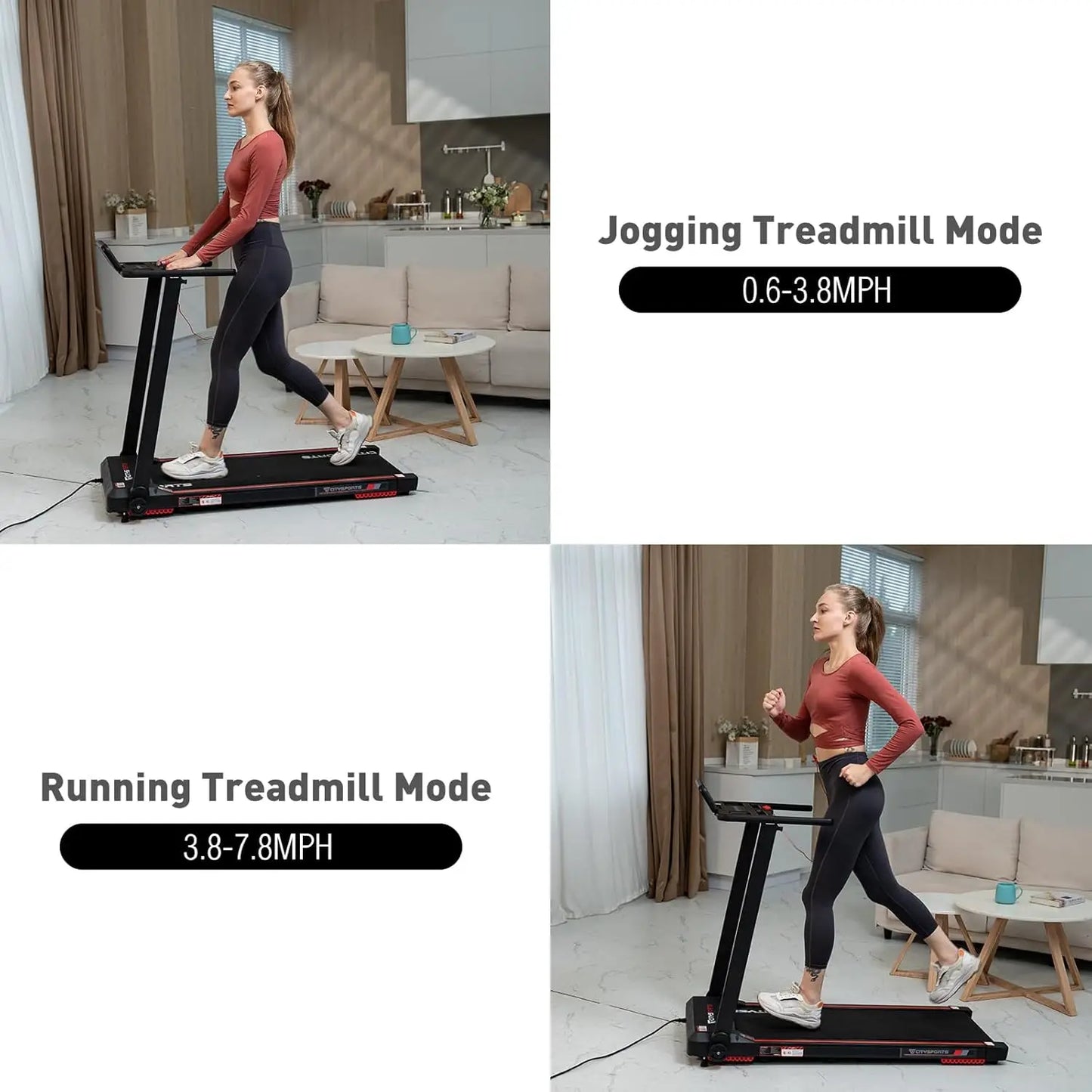 Folding Treadmill, Foldable Treadmill, Treadmills for Home, 2 in 1 Folding Portable Treadmill for Home Office