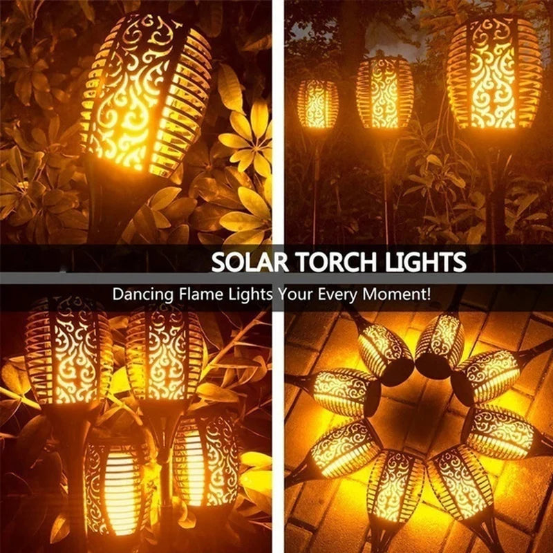 4/6/8/10Pcs Solar Flame Torch Lights Flickering Light Waterproof Garden Decoration Outdoor Lawn Path Yard Patio Floor Lamps