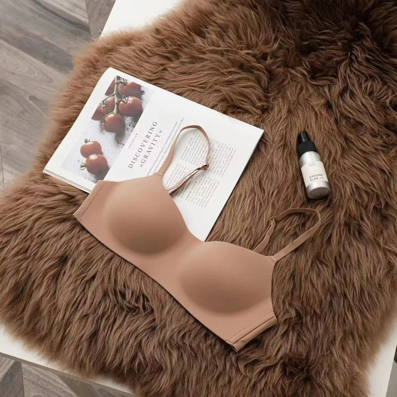 NEW Arrivals 3 PCS Set Black/White/Skin/Brown Color Women's Thin Wireless Bras Girl Seamless Push Up Bra Female Comfortable V-Shaped Underwear Lady Breathable Comfort Lingerie