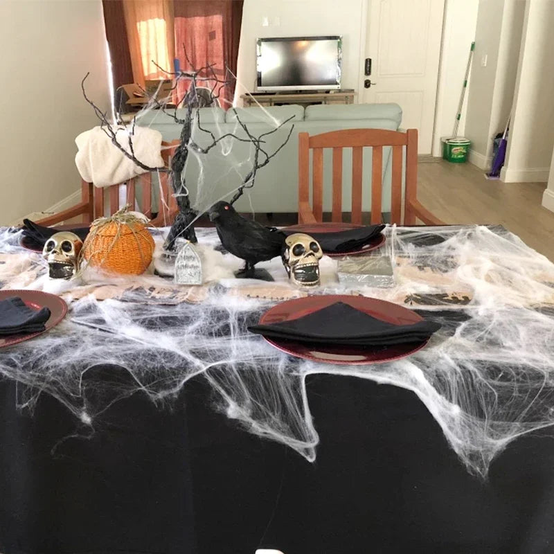 20PCS Halloween Scary Party Decor Stretchy Spider Web Cobweb Cotton Horror Halloween Decoration for Bar Haunted House Scene Props
