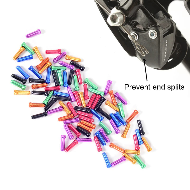 100Pcs Multiple Colors Aluminum Alloy Bicycle Brake Shifter Inner Cable Tips Wire End Cap Cable Bike Line Core Cap Cover Gear