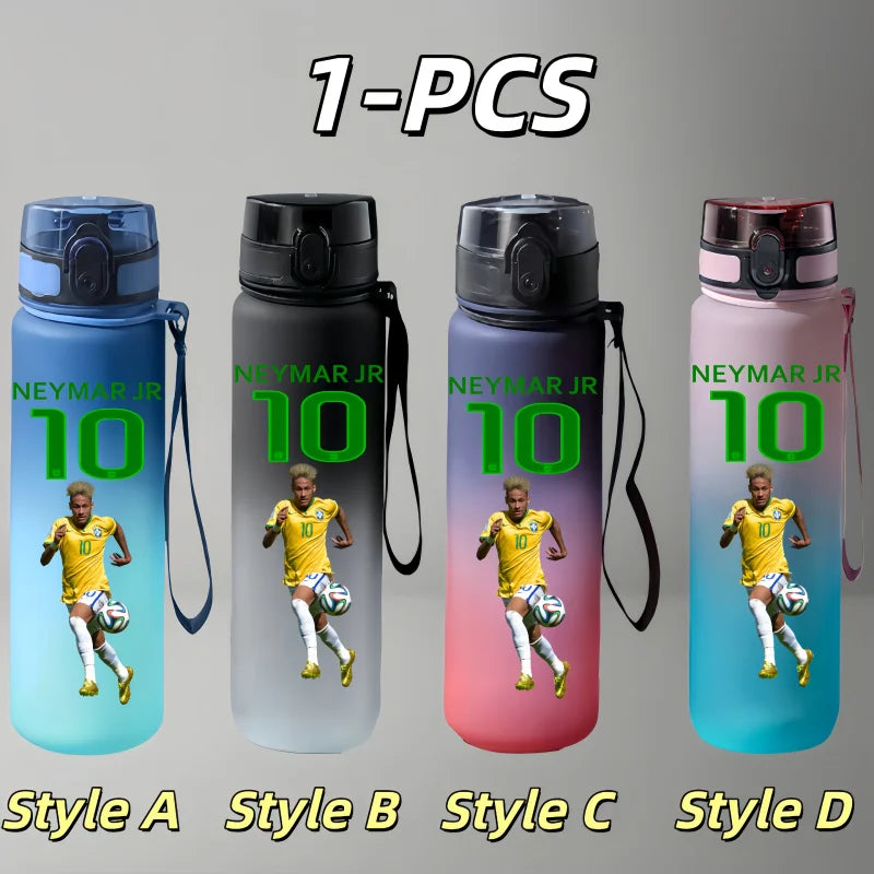 750ml Messi Cristiano Ronaldo Neymar Football Star Character Water Cup Large Capacity Outdoor Portable Leak-Proof Drinking Bottle Boys and Girls Gift Drinking Kettle Sports Accessories