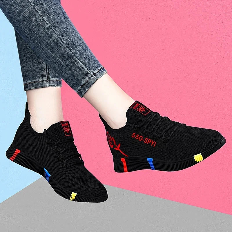Tennis Feminino  Women Vulcanized Shoes Air Mesh Light Soft Sneakers Female Flats Platform Lace Up Casual Shoes Basket Femme