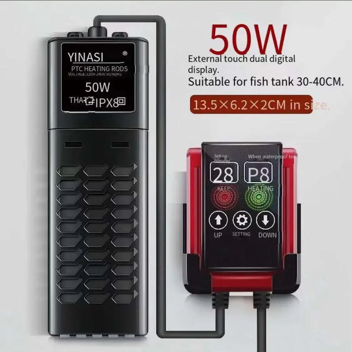 NEW Arrivals 1000W Aquarium Submersible Heater Fish Tank LCD Display Thermostatic Adjustable Water Heating Rod Constant Auto Temperature Aquarium Accessories