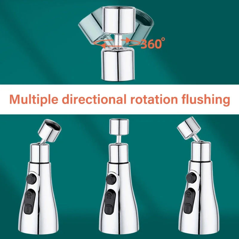 3 In 1 Kitchen Faucet Extender Universal 360° Rotate Pull Out Kitchen Sink Tap Multi-Mode Strong Flushing Booster Kitchen Accessories Home Washing Tools