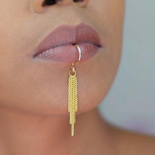 NEW Arrivals Tassel Lip Cuff Women Punk Piercing Chain Metal Festival Rave Party Night Club Outfit Fashion Body Jewelry Sexy Women Girls Jewelry Fashion Supplies