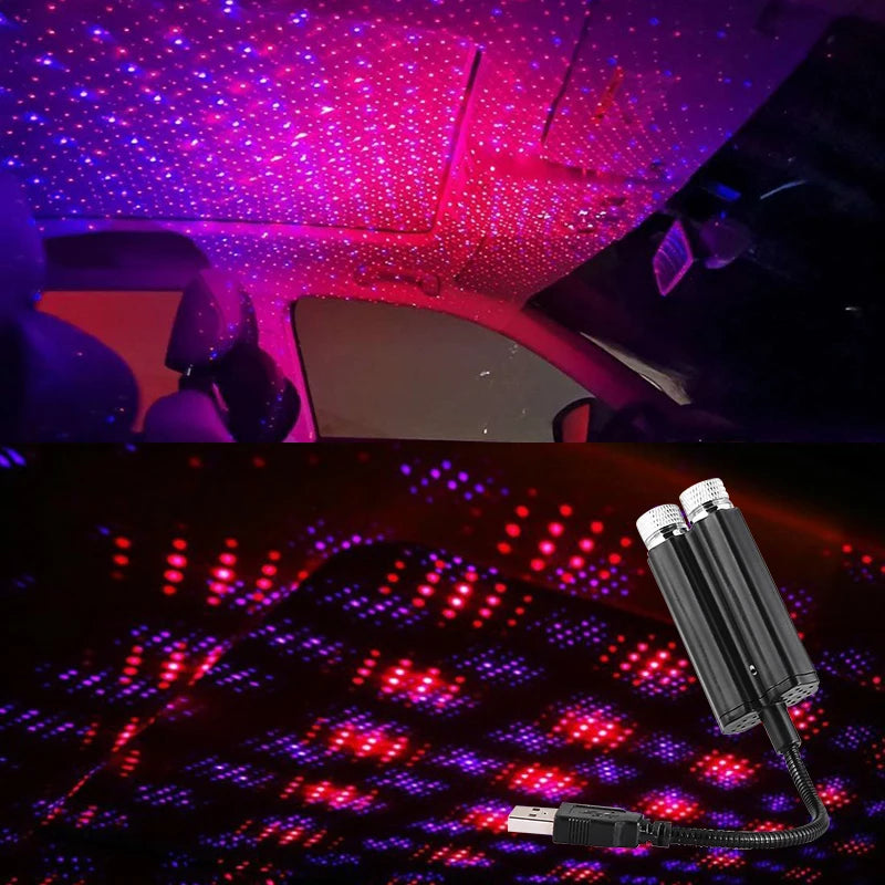1PCS Car Roof Star Light USB LED Interior Lights Starry Atmosphere Projector Decoration Night Home Decor Galaxy Light Accessorie