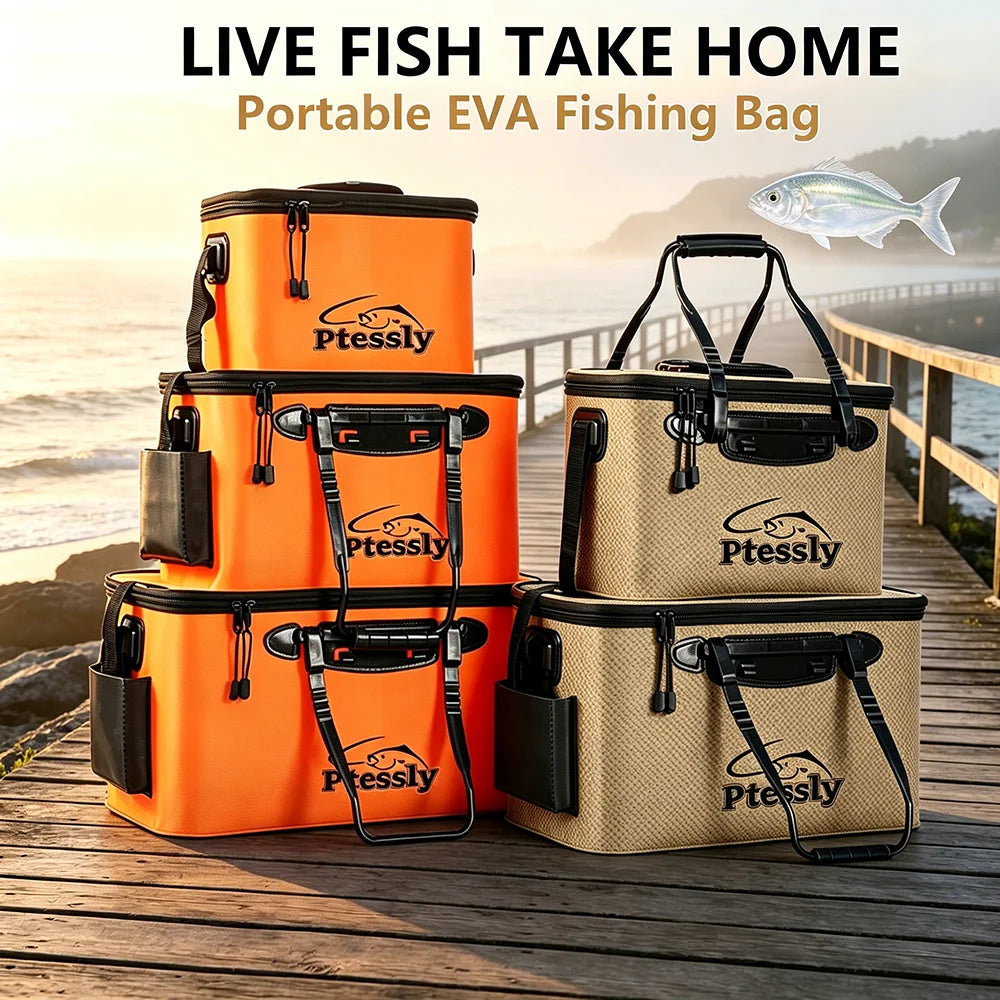 Small(30-11L) Large (40-28L) Durable EVA Portable Fishing Gear Bag - Quick-Collapse Live Fish Bucket & Tackle Storage - Perfect Camping Water Sea Container River Lakes Fishing Accessories