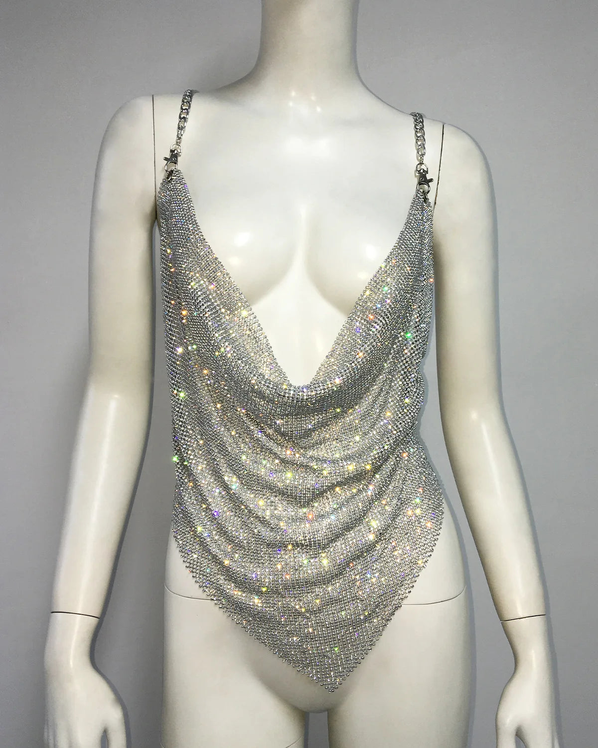 Black/Silvery/Gold Color Sexy Deep V Neck Backless Sling Crop Top For Women Glitter Diamonds Metal Sequin Luxury Tank Top Summer Evening Beach Party Nigh Clubwear Clothes