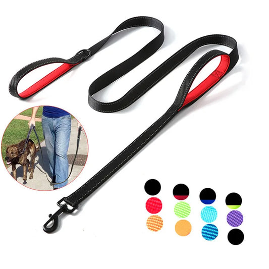 NEW Arrivals 9 Colors 1.2/1.5/1.8m Two Handle Heavy Duty Double Handle Nylon Dog Leash For Training Control Guard Rope Walking Cats Dogs Harness Lead Pets Accessories