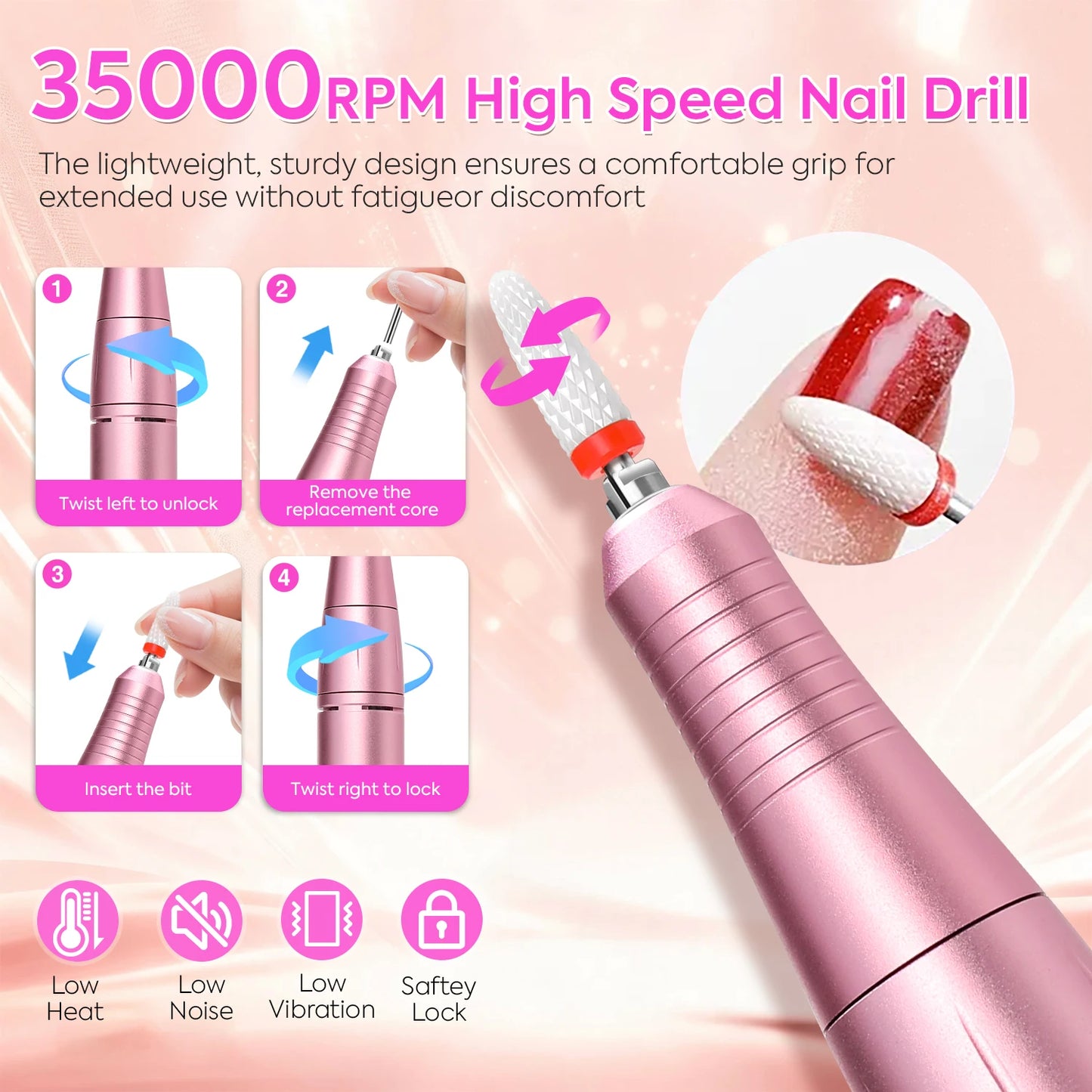 35000RPM Rechargeable Portable Nail Drill Machine With LCD Display Nails Sander For Acrylic Gel Polish Professional Nail Tool