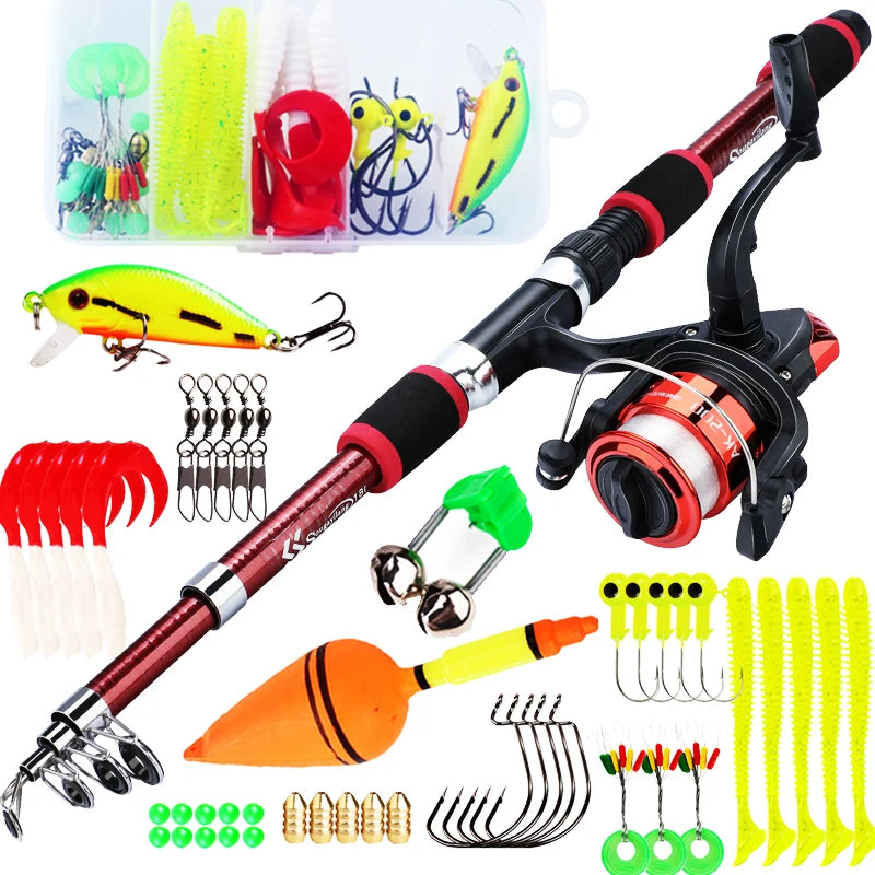 Full Set 1.8M Spinning Fishing High Speed Rod and Reel Combo 5.2:1 Telescopic Rod with 3BB Fishing Reel Max Drag 5kg Full Fishing Kit Outdoor River Lake Rock Fishing Sets