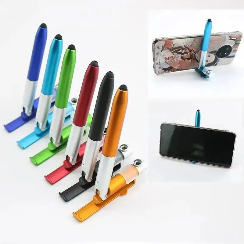 NEW Arrivals 5 PCS Set 5 In 1 Multi-Function Ballpoint Pen With LED Light Fold Phone Holder Night Read Writing Pencil Office Student Stationery Tools
