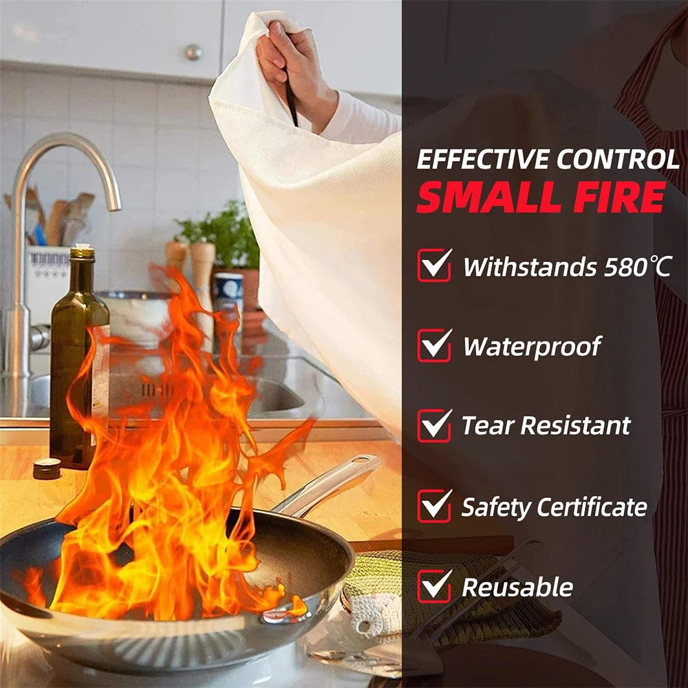 NEW 5PCS Set Portable Emergency Fire Blanket Retardant Fire Suppression Large Blanket Survival Shelter Safety Cover Fire Extinguisher Fireproof Mat Fire Products